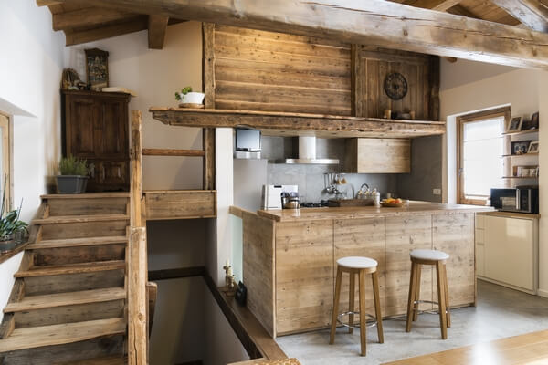 Alter Holzlook in moderner Küche